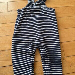 Moon and Back Hanna Andersson Babies' Knit Overalls Pants  6-12 Month Navy/White